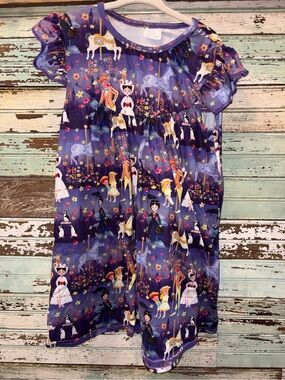 Disney Girls' Purple Fairy Tale Print Casual Dress